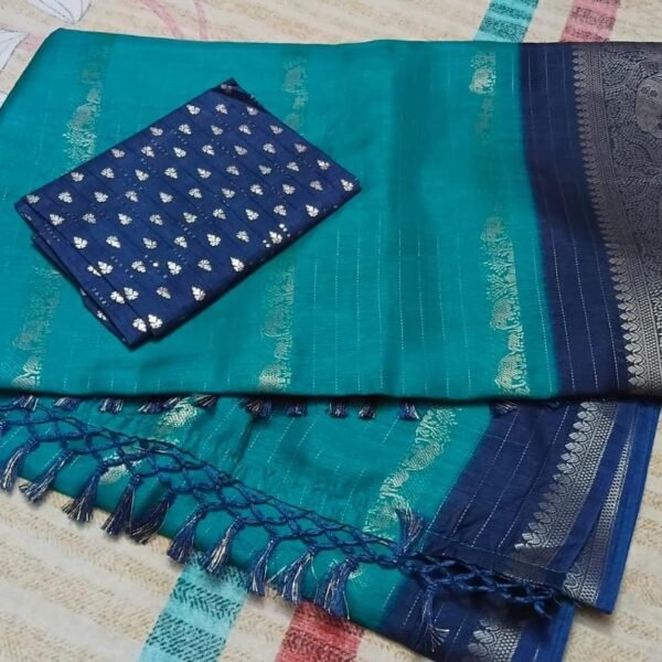 Kundan Work Dola Silk Saree, 6.3 M (With Blouse Piece)